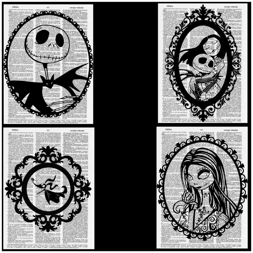 Nightmare Before Christmas Dictionary Art Bundle
